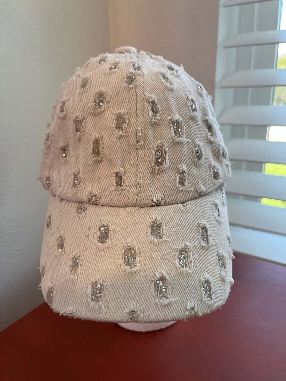 Distressed Denim Baseball Cap – Rhinestone Bling Y2K Glam Hat